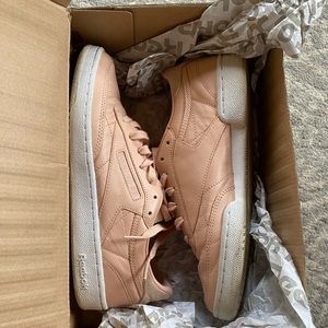 Reebok leather sneakers in muted pink. Worn several times but comes with box